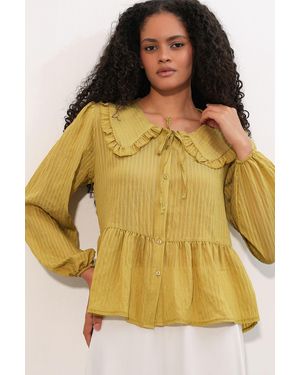 Bigdart Viscose-Mix Blouse Met Baby Kraag - Geel
