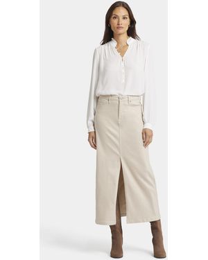NYDJ Hoge Taille Lange Rok Met Centraal Voor Sleuf - Naturel