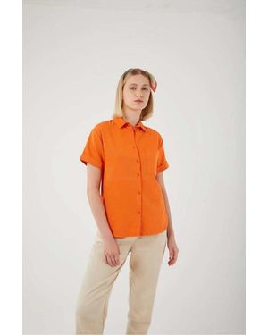 MixRay Short Sleeve Shirt With Pockets - Orange
