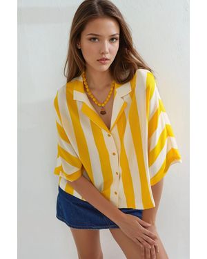 Busem Relaxed Fit Striped Button-Up Shirt - Yellow