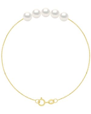 Ateliers Saint Germain Bracelet- 5 Real Cultured Freshwater Pearls Round 6-7 Mm - Metallic