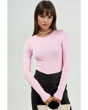 Busem Langarmige Ronde Hals Blouse - Roze