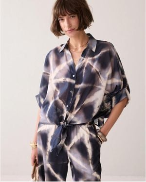 Summum 2S3499-12458 413 Blouse Tie Dye Cotton Noir - Blauw