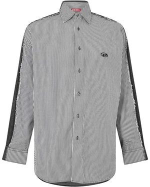 DIESEL Herenshirt Met Strepen Van Katoen - Grijs