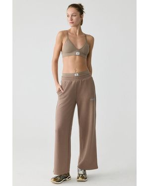 Grimelange Wide Leg Elastic Waist Joggers - Natural