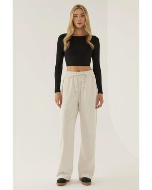 Hiccup Velvet Elastic Waist Trousers - Natural