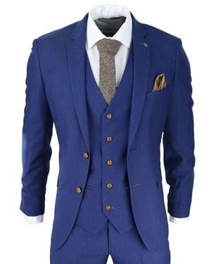 Paul Andrew 3 Piece Royal Birdseye Classic Suit Canvas - Blue