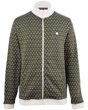 Pretty Green Geometrisch Ritskraag Trainingsjack - Groen