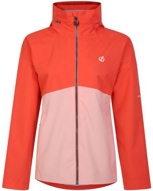 Dare 2b Ladies Trail Colour Block Waterproof Jacket (Neon) - Red