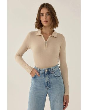 Hiccup Polo Neck Zipper Bodysuit - Blue