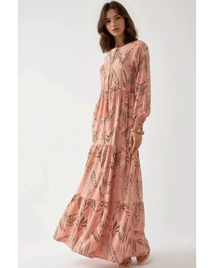 Hiccup Printed Long Sleeve Viscose Maxi Dress - Multicolour