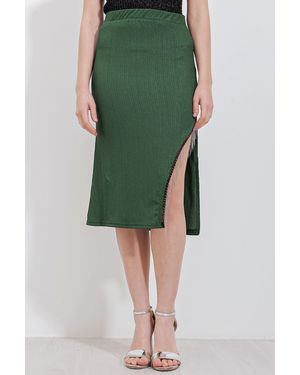 Bigdart Textured Midi Skirt With Chain Detail - Green