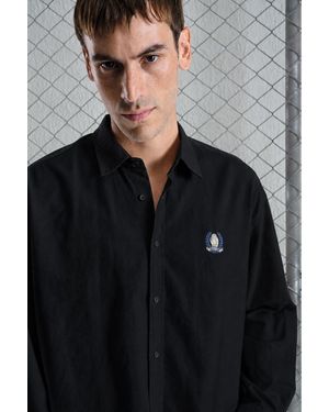 Giesto Embroidered Cotton Poplin Shirt - Black