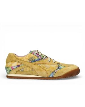 Laura Vita Tivanao-05 Floral Leather Trainers Trainer Shoes - Yellow