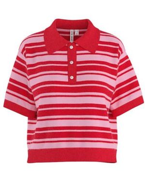 HYPEDROP Hdkallie Ss Boxy Polo Knit Dessin - Rood