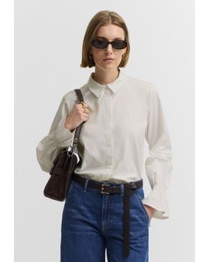 Bugatti Damen Blouse Van Katoen En Lyocell Met Lange Mouwen - Wit