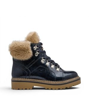 Tamaris Faux Leather Warm Winter Ankle Boots - Blue