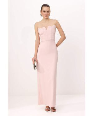 Trendyol Mi̇Lla Effen Maxi Mouwloos Recht Avond & Gala Jurk - Roze