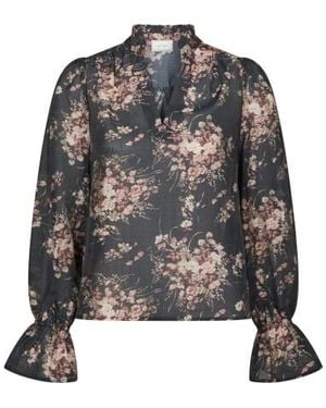 Neo Noir Amara Garden Flower Blouse 170134 702 Dark - Zwart