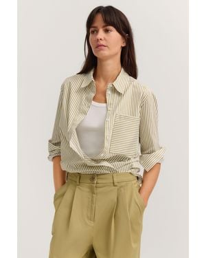Bugatti Damen Overhemdblouse Van Een Katoenmix - Naturel