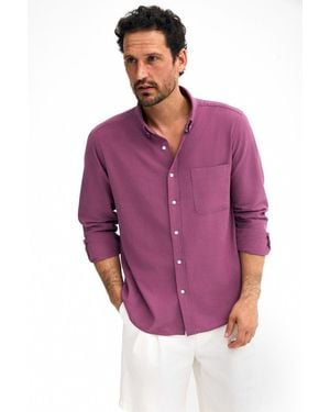 Grimelange Long Sleeve Shirt With Pocket - Purple