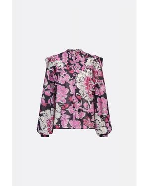 FABIENNE CHAPOT 22-Bls-Aw23 9509-7317-Alf Bibi Long Sleeve Blouse Antra/Bubble Gum Pin - Paars