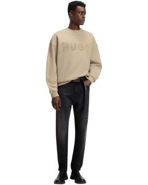 HUGO Sweatshirt Met Reliëfpatroon, Normale Pasvorm (Medium) - Naturel
