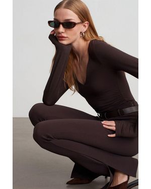 Dilvin Slim Fit V-Hals Gebreide Blouse - Zwart