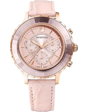 Swarovski Octea 5452501 Roze Gouden Roze Leren Dameshorloge