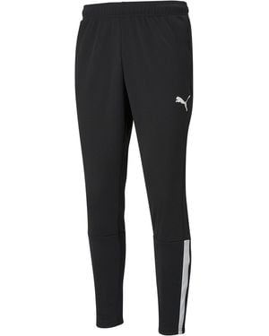 PUMA Mannen Team Liga Zijstrip Tapered Trainingsbroek /Wit) - Zwart