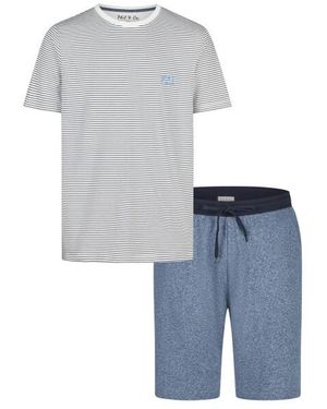 Phil & Co. Berlin Shortama Korte Pyjama Set Grijs Gestreept - Blauw