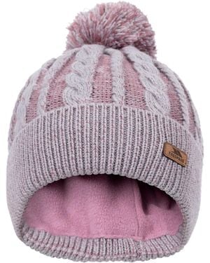 Trespass Ladies Elle Leather Badge Beanie (Rose Tone) - Purple