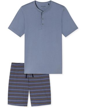 Schiesser Mannen Pyjama Casual - Blauw