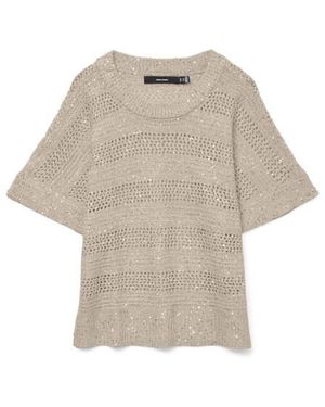 Vero Moda Vmleilani Stripe Ss O-Neck Pullover Zand - Naturel