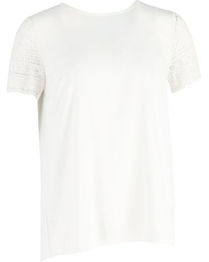 Michael Kors T-Shirt Met Korte Mouwen En Ronde Hals Van Kant - Wit