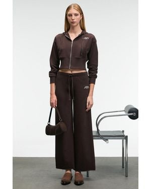 Grimelange Wide Leg Drawstring Joggers - Black