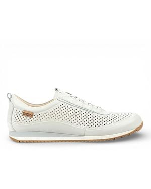 Pikolinos Leather Elastic Slip-On Trainer Trainers Shoes - White