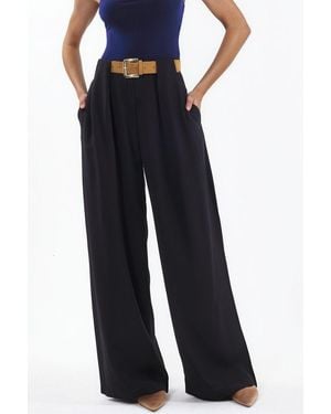 Hiccup High Waist Palazzo Belted Trousers - Blue