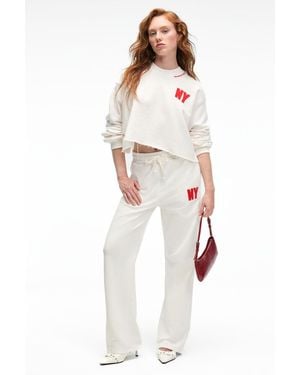 Grimelange Wide Leg Text Print Joggers - White