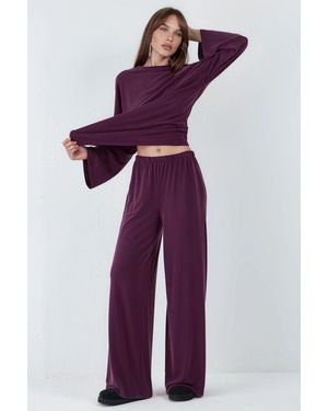 Busem Pull On Straight Leg Trousers - Purple