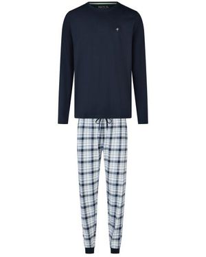 Phil & Co. Berlin Lange Pyjama Set Blauw Geruit