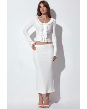 Busem Ribbed Elastic Midi Skirt - White