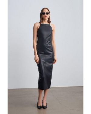 Dilvin Halter Neck Midi Dress - Black