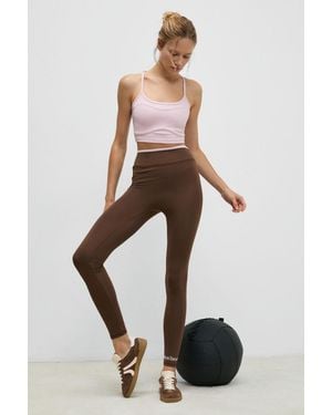 Grimelange High Waist Slim Fit Leggings - Brown