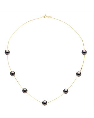 Ateliers Saint Germain Necklace Real 7 Cultured Tahiti Pearls Passing Through Round 7-8 Mm - Metallic