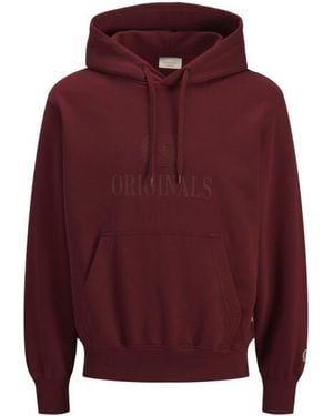 Jack & Jones Jorfrederiksberg Monogram Sweat Hood Sn Wijn - Rood