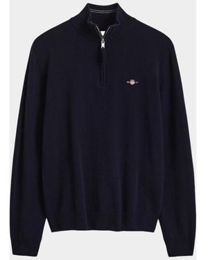 GANT Half Zip Lamswollen Trui Met Korte Rit 87313/410 - Blauw