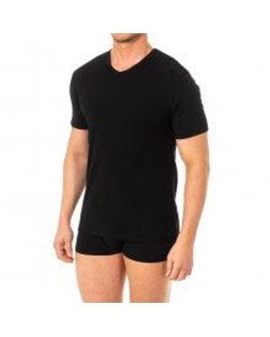 Abanderado Short-Sleeved V-Neck T-Shirt For A0Dgo. Comfort And Casual Style - Black