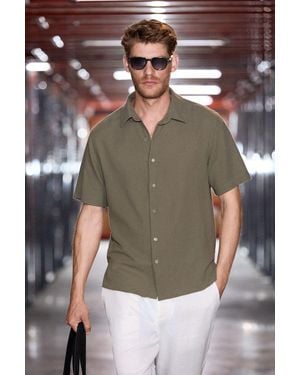 Grimelange Short Sleeve Button Shirt - Brown