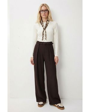Happiness İstanbul Pleated Belted Wide Leg Trousers - Multicolour